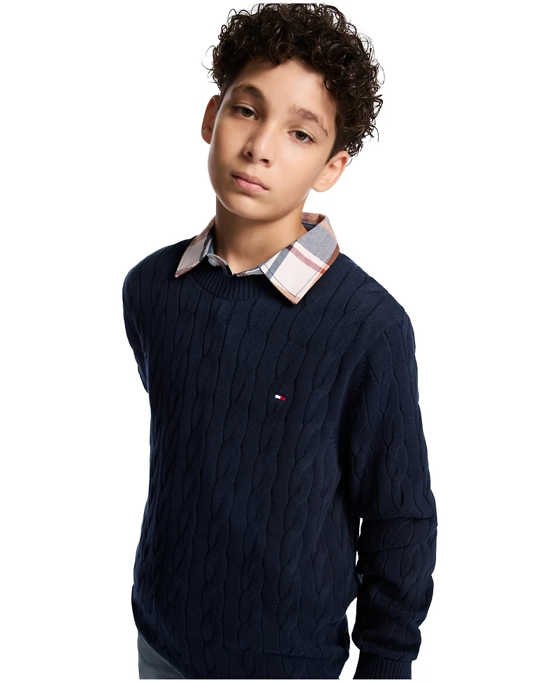 Tommy Hilfiger Boys 8-20 Crewneck Cable Knit Sweater