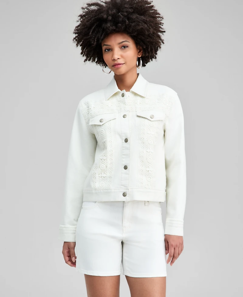 And Now This Women's Crochet Denim Jacket, Macy's Exclusive