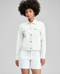 Now This Womens Crochet Denim Jacket Macys Exclusive