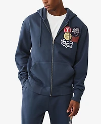 True Religion Men's Patch Vintage Zip Up Hoodie