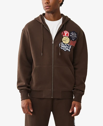 True Religion Men's Patch Vintage Zip Up Hoodie