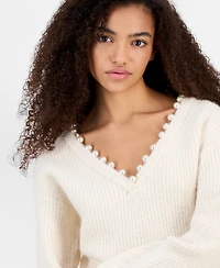 Blank Nyc Women's Morning Dew Faux-Pearl Sweater