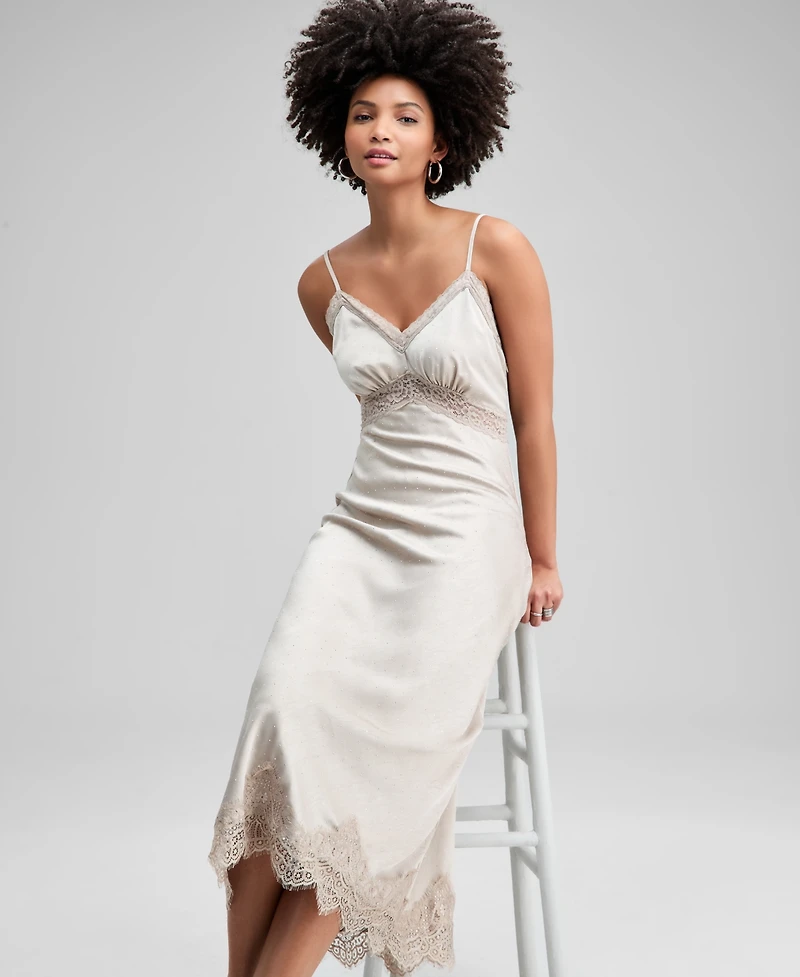And Now This Women's Embellished Satin Slip Dress, Macy's Exclusive