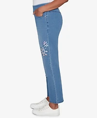 Alfred Dunner Women's Hilton Head Floral Applique Detail Short Length Pants