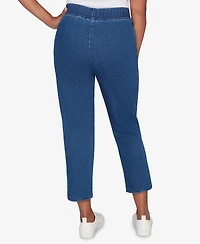 Alfred Dunner Women's Hilton Head Cross Stitch Flower Embroidery Ankle Pants