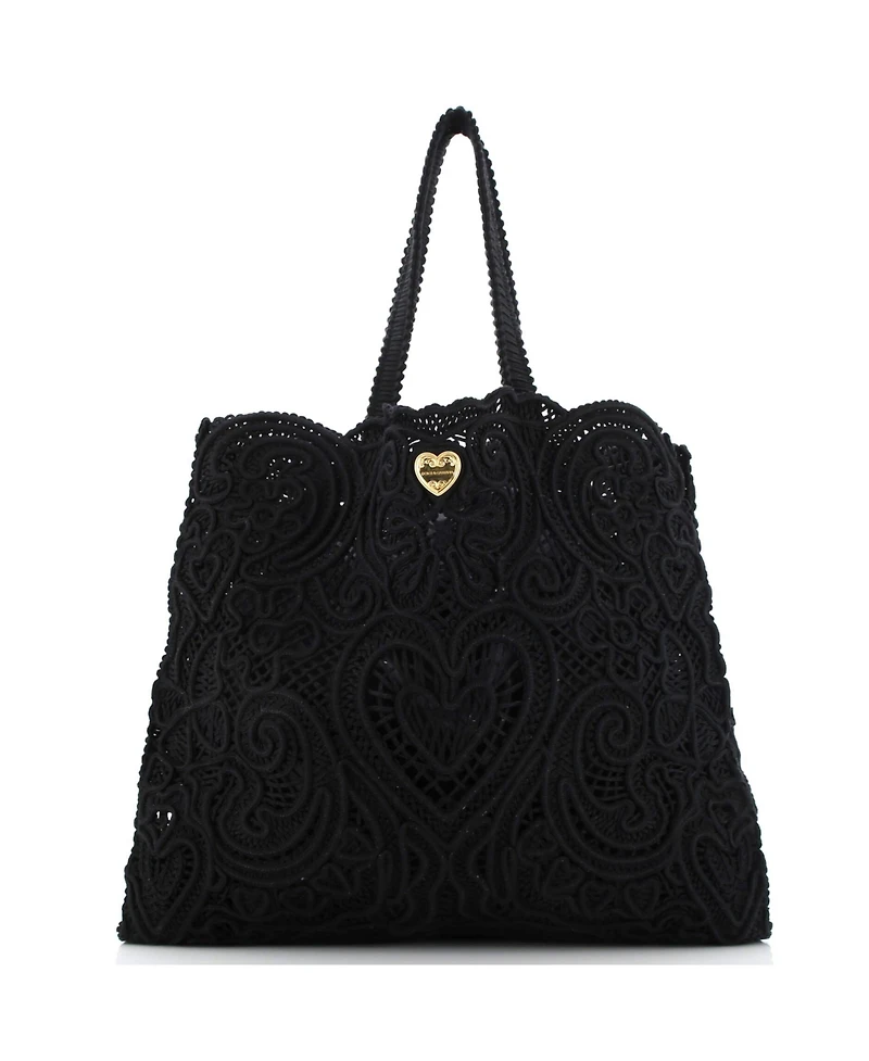 Pre-Owned Dolce & Gabbana Large Beatrice Tote Bag Crochet Lace Jacquard