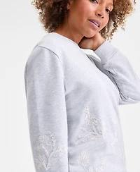 Style & Co Petite Floral Embroidered Sweatshirt, Macy's Exclusive