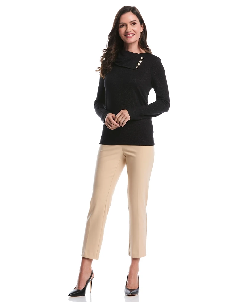 Rafaella Petite Split Collar Long Sleeve Top