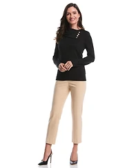 Rafaella Petite Split Collar Long Sleeve Top
