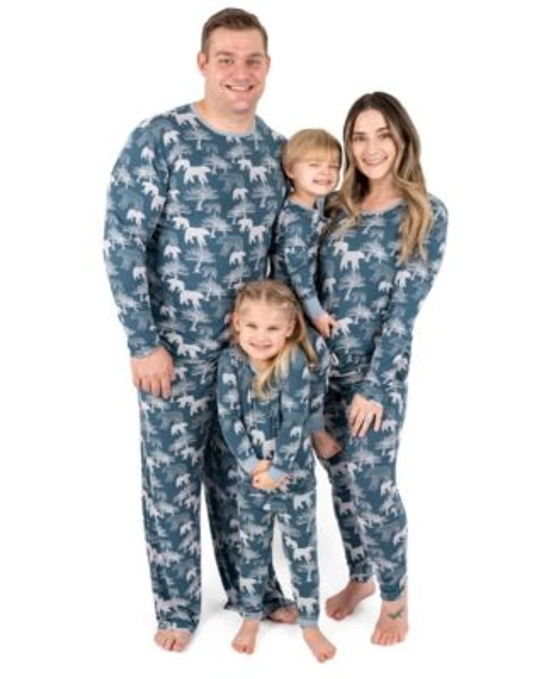 Leveret Matching Family Blue Polar Bear Viscose Christmas Pajamas