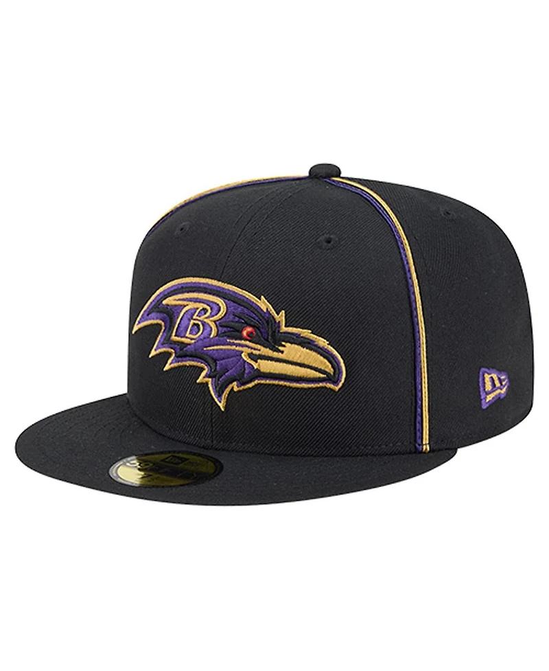 New Era Men's Black Baltimore Ravens Soutache 59FIFTY Fitted Hat