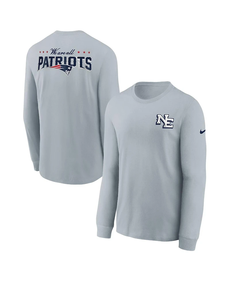 Nike Big Boys and Girls Silver New England Patriots 2025 Rivalries Collection Long Sleeve T-Shirt