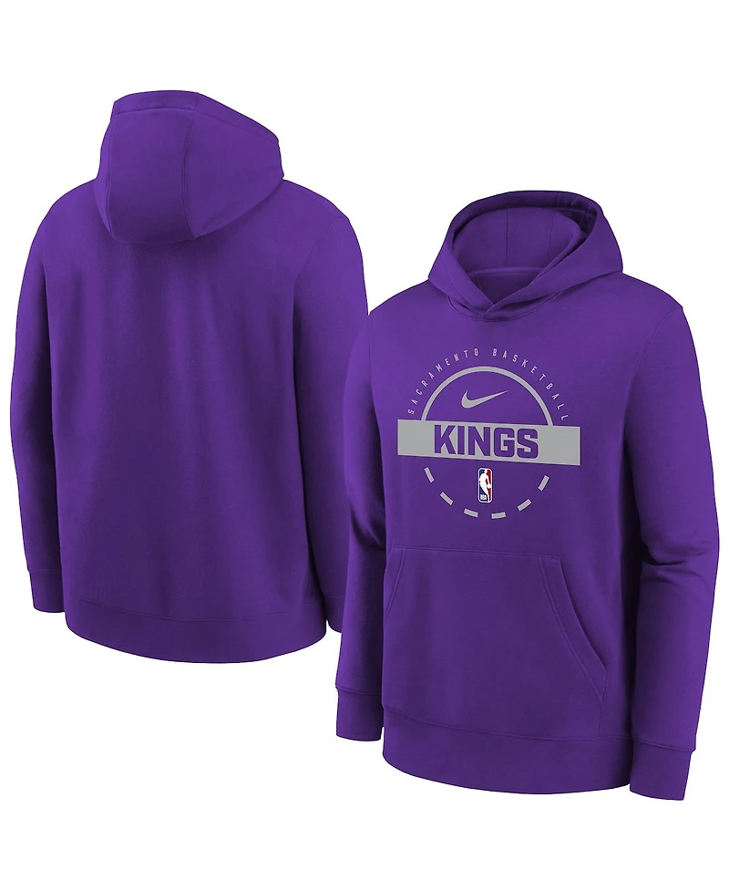Nike Big Boys and Girls Purple Sacramento Kings 2025/26 Club Fleece Practice Hoodie