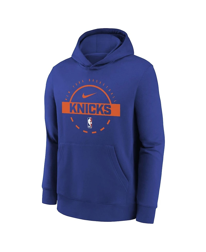 Nike Big Boys and Girls Blue New York Knicks 2025/26 Club Fleece Practice Hoodie