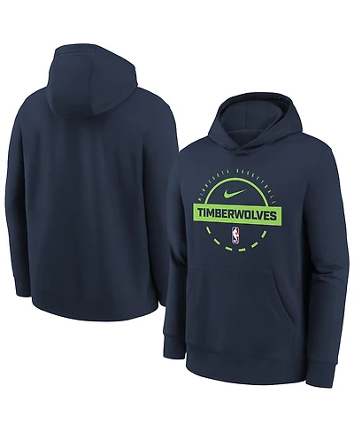 Nike Big Boys and Girls Navy Minnesota Timberwolves 2025/26 Club Fleece Practice Hoodie
