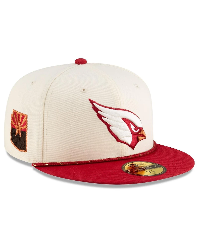 New Era Men's Natural/Cardinal Arizona Cardinals 2025 Rivalries Collection Sideline Rope 59FIFTY Fitted Hat