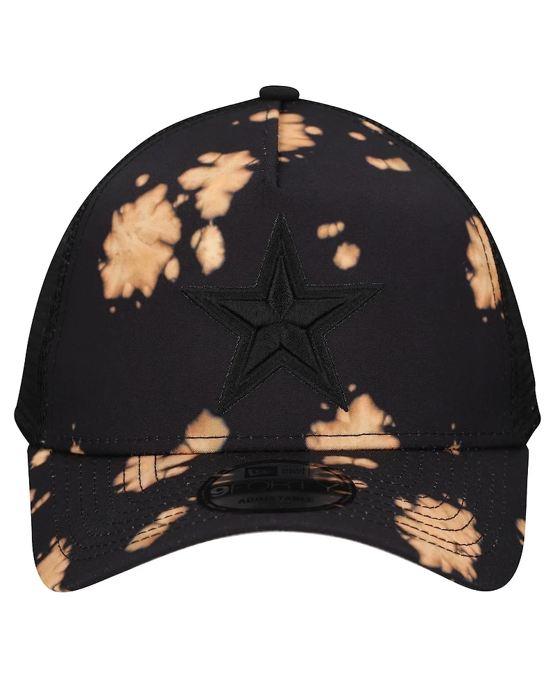 New Era Men's Black Dallas Cowboys Bleached 9FORTY A-Frame Adjustable Hat