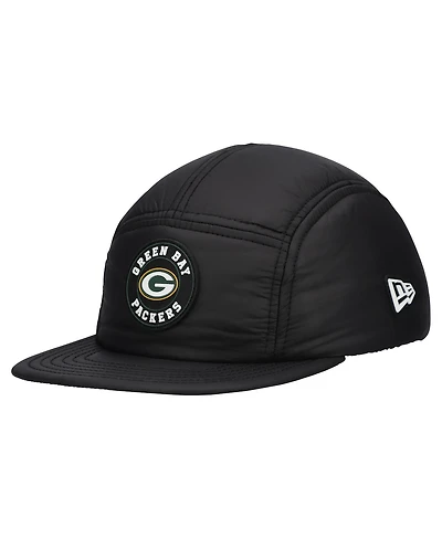 New Era Men's Black Green Bay Packers Quilted Camper Adjustable Hat