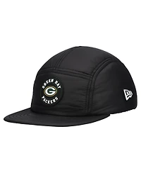 New Era Men's Black Green Bay Packers Quilted Camper Adjustable Hat