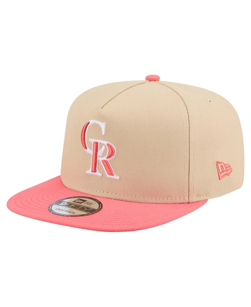 New Era Men's Light Beige/Coral Colorado Rockies Color Pack A-Frame 9FIFTY Snapback Hat