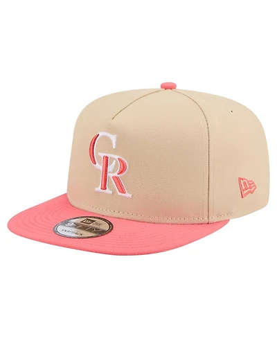 New Era Men's Light Beige/Coral Colorado Rockies Color Pack A-Frame 9FIFTY Snapback Hat