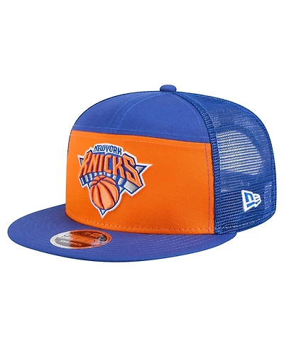 New Era Men's Orange/Blue New York Knicks Outdoor Split Panel 9FIFTY Snapback Hat