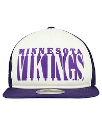 New Era Men's Cream/Purple Minnesota Vikings Cutout A-Frame 9FIFTY Snapback Hat