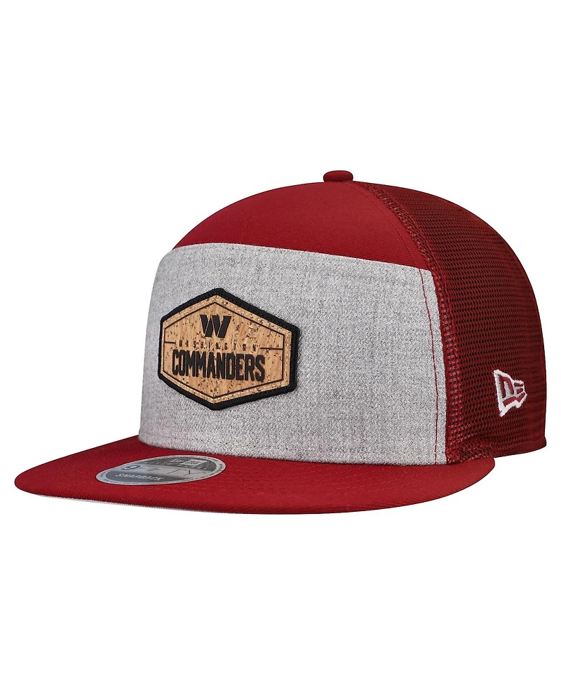 New Era Men's Gray/Burgundy Washington Commanders Cork Split Panel 9FIFTY Trucker Snapback Hat