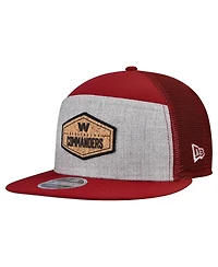 New Era Men's Gray/Burgundy Washington Commanders Cork Split Panel 9FIFTY Trucker Snapback Hat