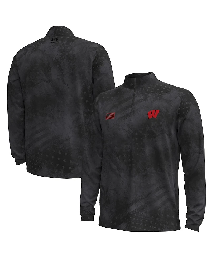 Under Armour Men's Black Wisconsin Badgers Freedom Collection ArmorFuse Half-Zip Sweatshirt