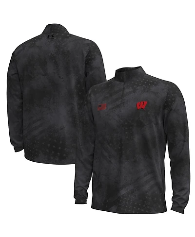 Under Armour Men's Black Wisconsin Badgers Freedom Collection ArmorFuse Half-Zip Sweatshirt