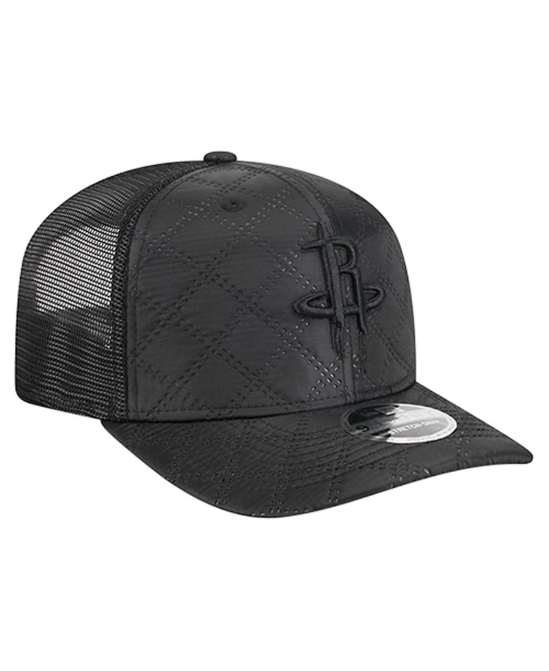 New Era Men's Black Houston Rockets Quilted 9SEVENTY Trucker Adjustable Hat