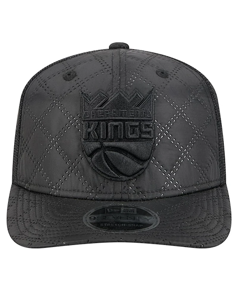 New Era Men's Black Sacramento Kings Quilted 9SEVENTY Trucker Adjustable Hat