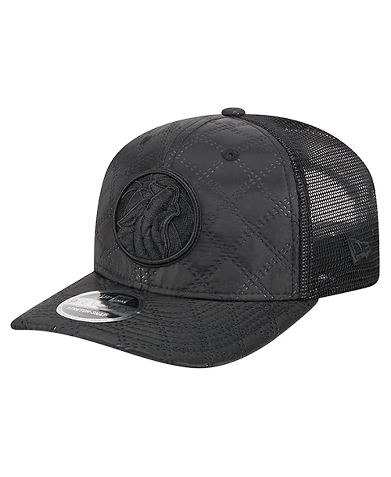 New Era Men's Black Minnesota Timberwolves Quilted 9SEVENTY Trucker Adjustable Hat