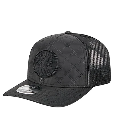 New Era Men's Black Minnesota Timberwolves Quilted 9SEVENTY Trucker Adjustable Hat