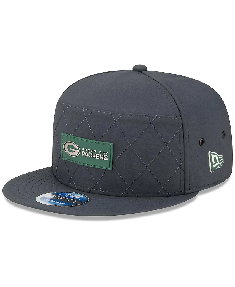 New Era Men's Charcoal Green Bay Packers 2025 Sideline Cold Weather Split Panel 9FIFTY Snapback Hat