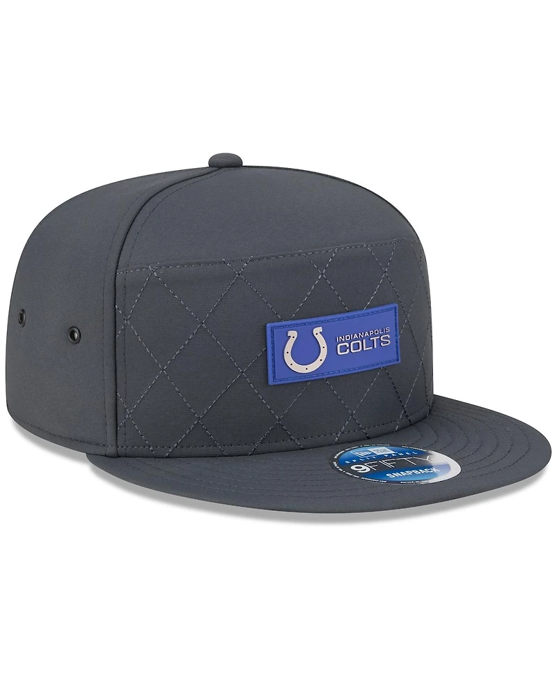 New Era Men's Charcoal Indianapolis Colts 2025 Sideline Cold Weather Split Panel 9FIFTY Snapback Hat