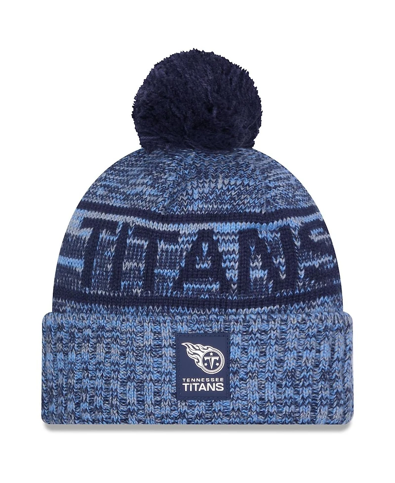 New Era Men's Light Blue Tennessee Titans 2025 Sideline Cold Weather Cuffed Pom with Knit Hat