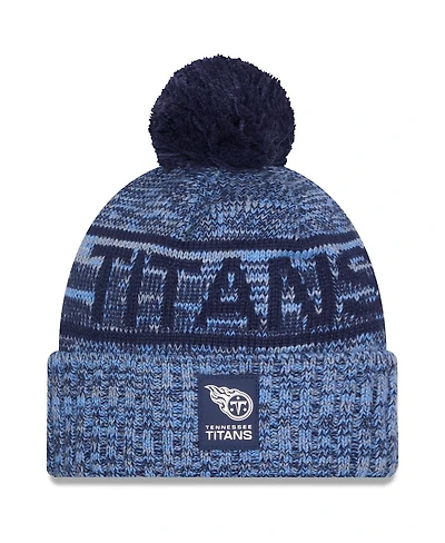 New Era Men's Light Blue Tennessee Titans 2025 Sideline Cold Weather Cuffed Pom with Knit Hat