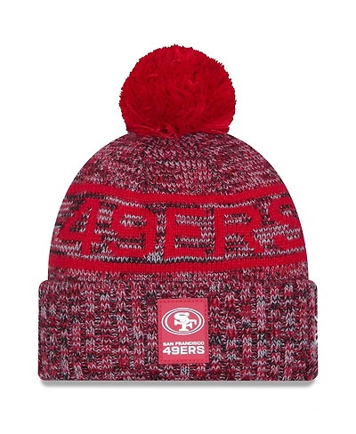 New Era Men's Scarlet San Francisco 49ers 2025 Sideline Cold Weather Cuffed Pom with Knit Hat