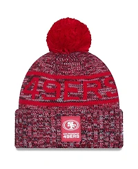 New Era Men's Scarlet San Francisco 49ers 2025 Sideline Cold Weather Cuffed Pom with Knit Hat