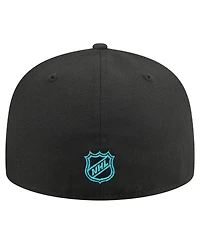New Era Men's Black San Jose Sharks Oversized Vintage Arch 59Fifty Fitted Hat