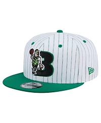 New Era Men's White Boston Celtics Deceptor Pinstripe 9FIFTY Snapback Hat