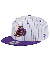 New Era Men's White Los Angeles Lakers Deceptor Pinstripe 9FIFTY Snapback Hat