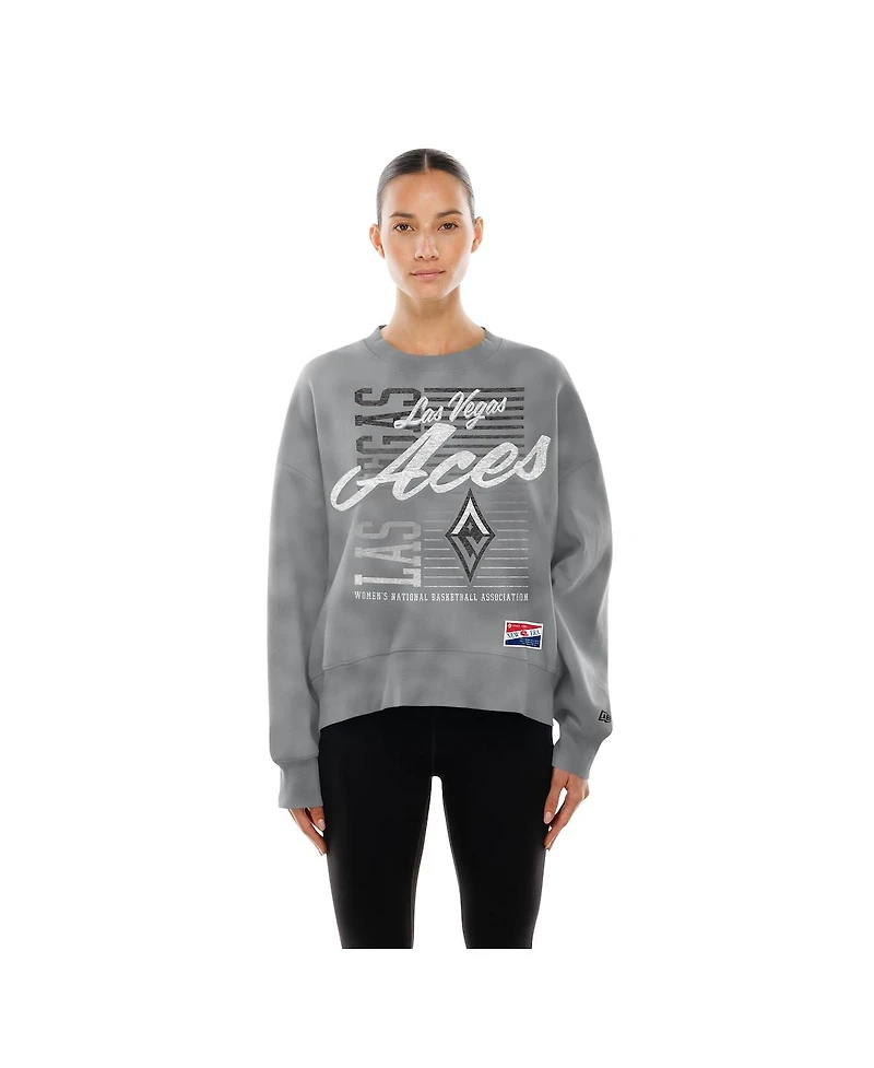New Era Women's Silver Las Vegas Aces Oversized Mineral Wash Sweatshirt