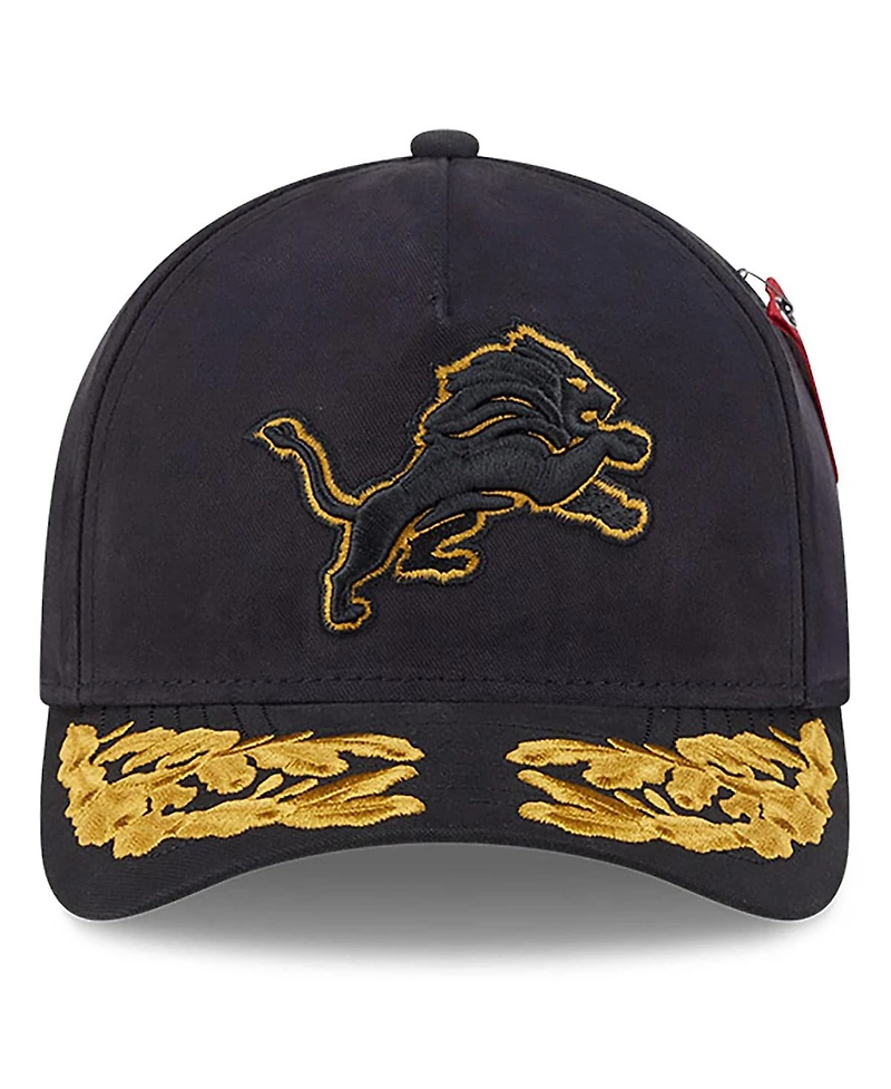 New Era x Alpha Men's Industries Black Detroit Lions A-Frame 9FORTY Adjustable Hat