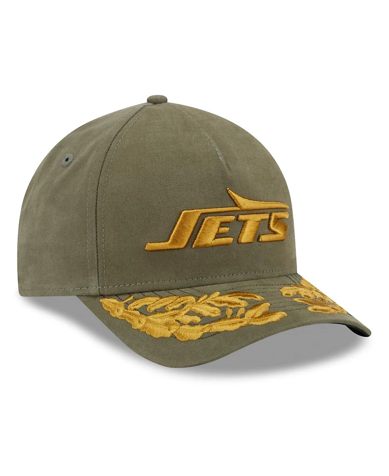 New Era x Alpha Men's Industries Olive New York Jets A-Frame 9FORTY Adjustable Hat