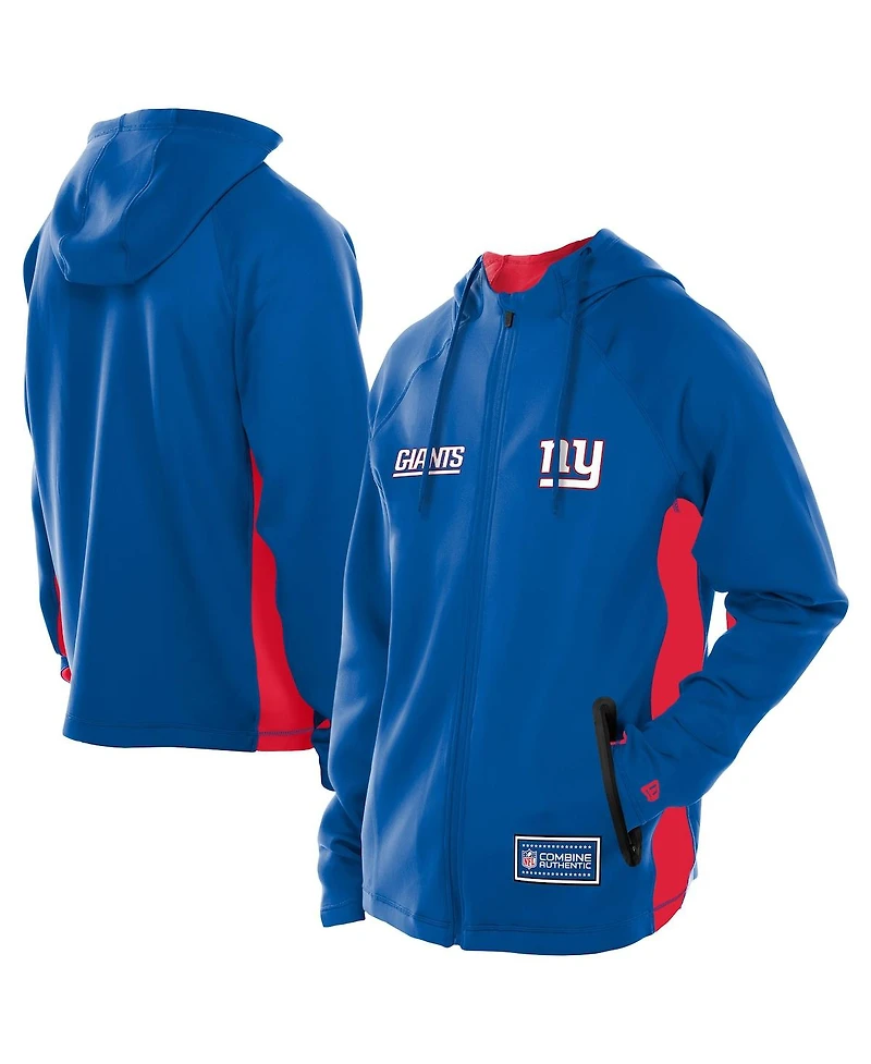 New Era Men's Royal York Giants Combine Authentic Raglan Scuba Full-Zip Hoodie
