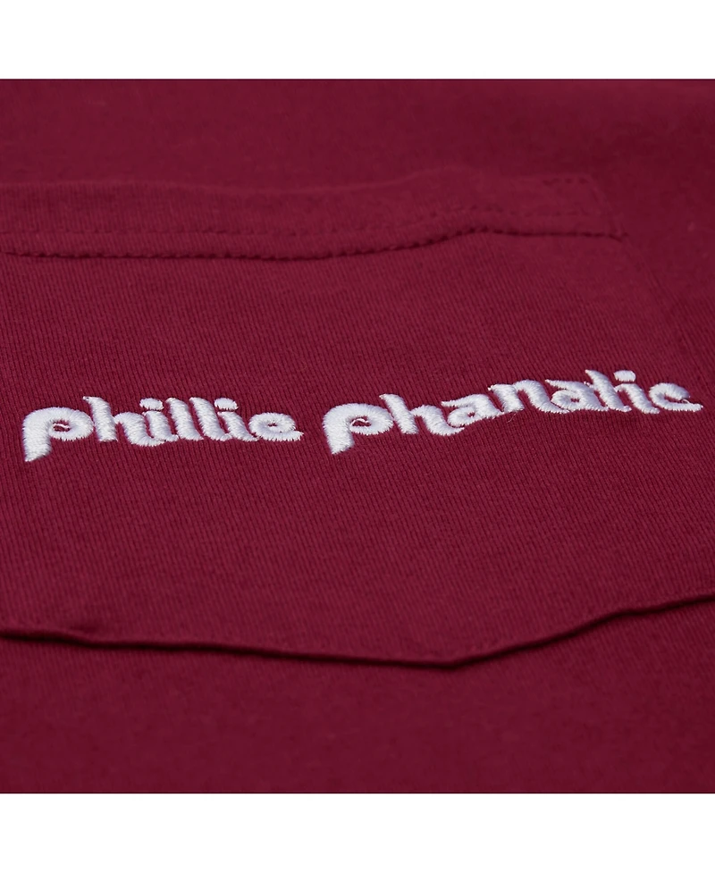 Mitchell & Ness Men's Burgundy Philadelphia Phillies Double Hit Mascot Pocket T-Shirt