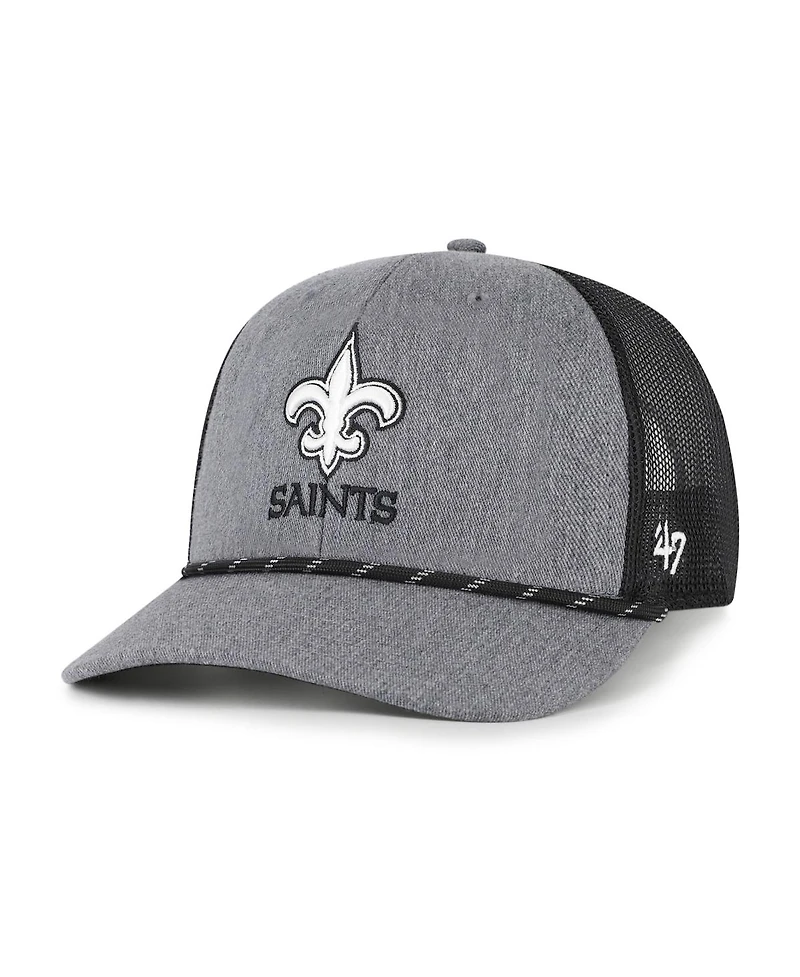 '47 Brand Men's Heather Charcoal New Orleans Saints Carbon Rope Trucker Adjustable Hat